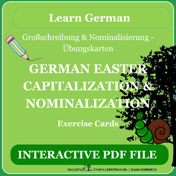 Preview of Learn German: capitalization&nominalization - exercise cards Easter Interactive