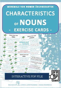 Preview of German-English summer characteristics of noun-exercise cards - Nomen Interactive