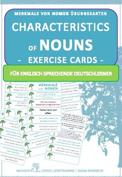 Preview of German-English summer characteristics of nouns - exercise cards - Nomen