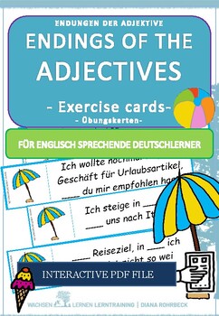 Preview of Learn German: summer endings of adjectives - Adjektive Interactive
