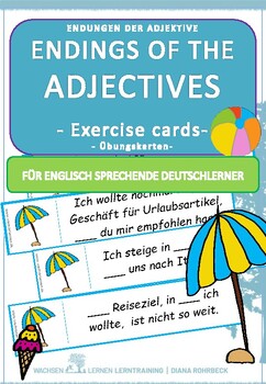 Preview of Learn German: summer endings of adjectives - exercise cards - Adjektive