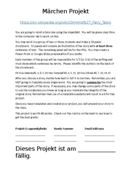 Preview of German Fairytale Maerchen Project - Imperfekt