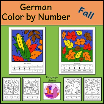 Preview of German Fall Herbst Color by Number to 20 Malen nach Zahlen