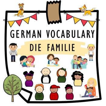 Preview of German Familie Family - People - Flash & Task Cards, Memory Game & Vocabulary