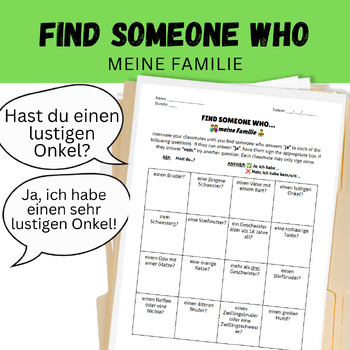 Preview of German Family Find Someone Who: Meine Familie