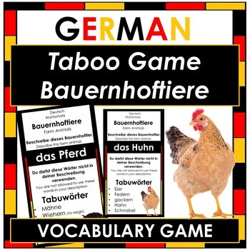 Preview of German - Farm Animals - Vocab Game - Taboo Game - SPEAKING & VOCAB Practice