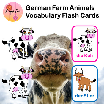Preview of German Farm Animals Vocabulary Flash Cards
