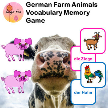 Preview of German Farm Animals Vocabulary Memory Game