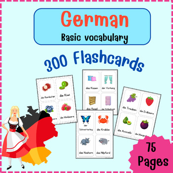 Preview of German Flashcard, Basic Vocabulary, Deutsch for beginners