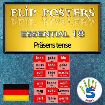 Preview of German Flip poster- Essential 18 verbs (präsens tense)
