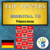 German Flip poster- Essential 18 verbs (präsens tense)