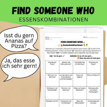 Preview of German Food Combos Find Someone Who: Essenkombinationen