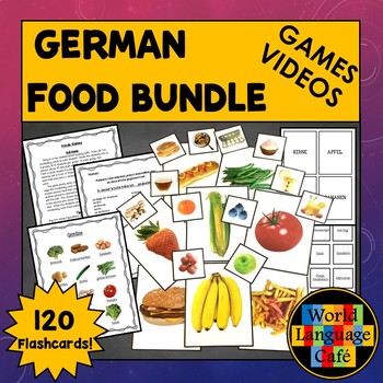 Preview of GERMAN FOODS BUNDLE ⭐ Activities Review Games ⭐ German Food Flashcards
