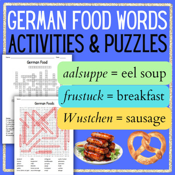 Preview of German Food Words PUZZLES and ACTIVITIES Cuisine Cultural Foreign Language