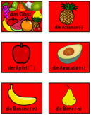 German (Deutsch) - Fruit - PowerPoint, Worksheet + Flashcards