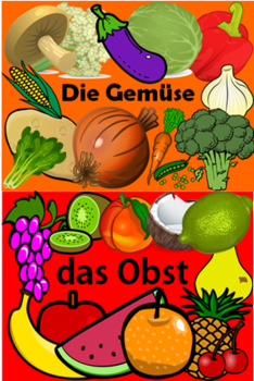 Preview of German (De) Fruit & Veg - Multi-pack PowerPoint x2, Worksheet x2 + Flashcards x2