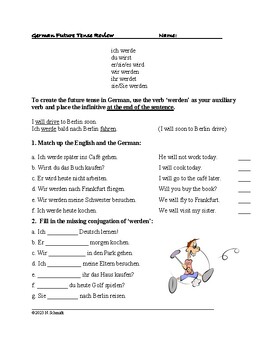 Preview of German Future Tense Worksheets with 30 questions (Futur)