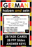 German Grammar - HABEN und SEIN - 28 Task Cards and 28 Slides