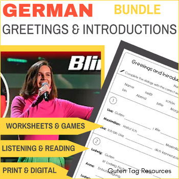 Preview of German Greetings & Introductions Activities, Worksheets and games BUNDLE