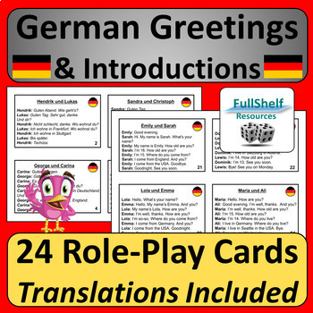Preview of German Greetings Introductions Role Play Speaking Activity Dialogues in German