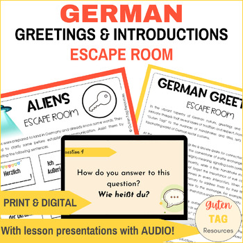 Preview of German Greetings and Introductions Escape Room