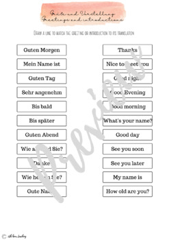 Preview of German Greetings and Introductions Worksheet