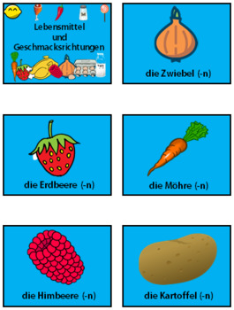 Preview of German (Deutsch) - Groceries and Flavours - PowerPoint, Worksheet + Flashcards