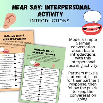 Preview of German Hear Say Interpersonal Partner Activity: Introductions