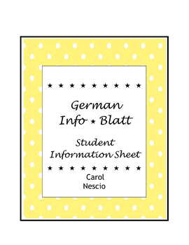 Preview of German Info * Blatt ~ Student Information Sheet