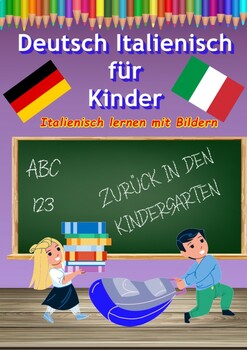Preview of German Italian picture dictionary, dual language dictionary with workbook