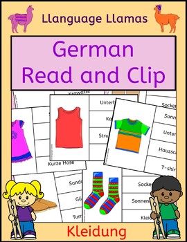 Preview of German Kleidung Read and Clip cards – clothing theme
