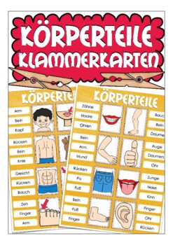 Preview of German "Körper / body parts" Klammerkarten / Clip Cards vocabulary