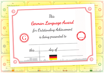 German Language Award Certificate by ScholarCraft TPT