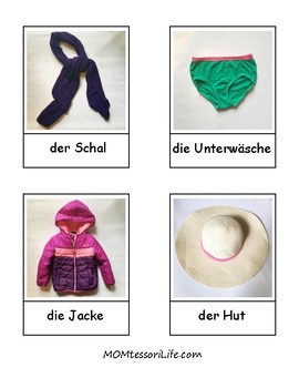 Preview of German Language Clothing 3-Part Cards