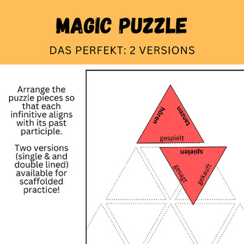 Preview of German Magic Puzzle: Past Tense (das Perfekt) practice