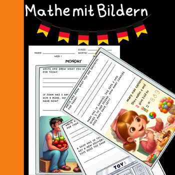 Preview of German Math Tägliches Mathematikproblem mit Bildern - Ein Monatspake