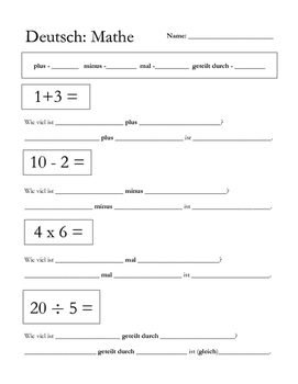Preview of German Math Worksheets