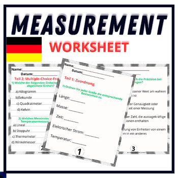 Preview of German Measurement - Test - Questions Wite their answers - Worksheet - Science