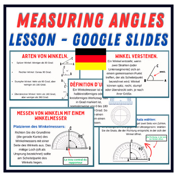 Preview of German Measuring Angles with a Protractor Lesson - Geometry - Google Slides