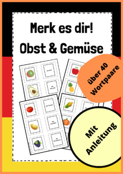 Preview of German Memory Game - Obst & Gemüse (Fruits & Vegetables) - Learn German Words