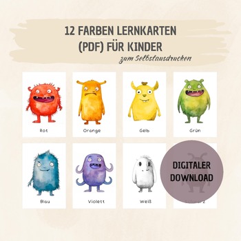 Preview of German Monster Colors Flashcards (PDF) l Little Color Monsters