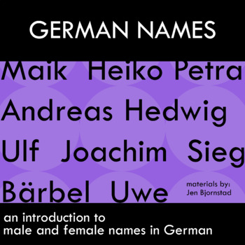 German Names – Guessing Activity – First Week by Jennifer Bjornstad