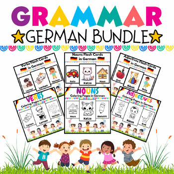 Preview of German Noun, Verb & Adjective Coloring Pages & Flashcards BUNDLE-118 Printables