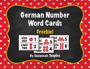 Preview of German Number Word Cards Freebie