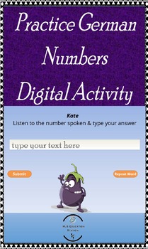 Preview of German Numbers Practice - Digital Activity - With Read to Me in German