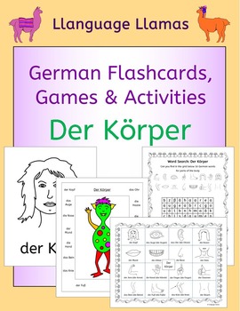 Preview of German Parts of the Body - Der Korper - flashcards, games and activities