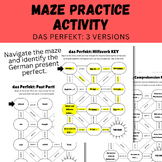 German Past Tense Maze Practice Worksheet: das Perfekt