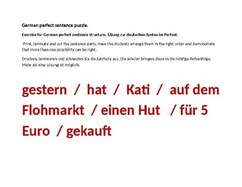 Preview of German Perfect Sentence Puzzle