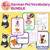 German Pets Vocabulary Bundle with Flash Cards Worksheets 