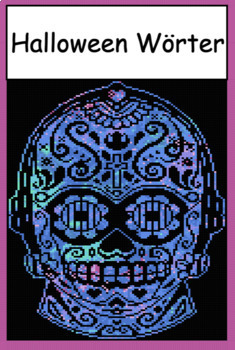 Preview of German Pixel Art - German Halloween Words - Droid Galaxy Skull